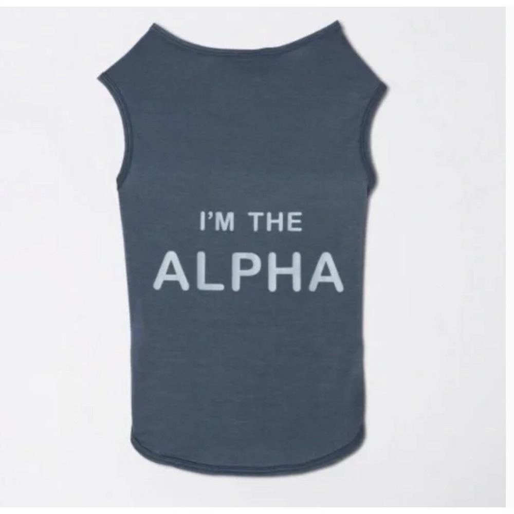 Boots & Barkley Dog Tank Top Blue Large Im the Alpha Pet Apparel Dog Shirt Large - Picture 2 of 8